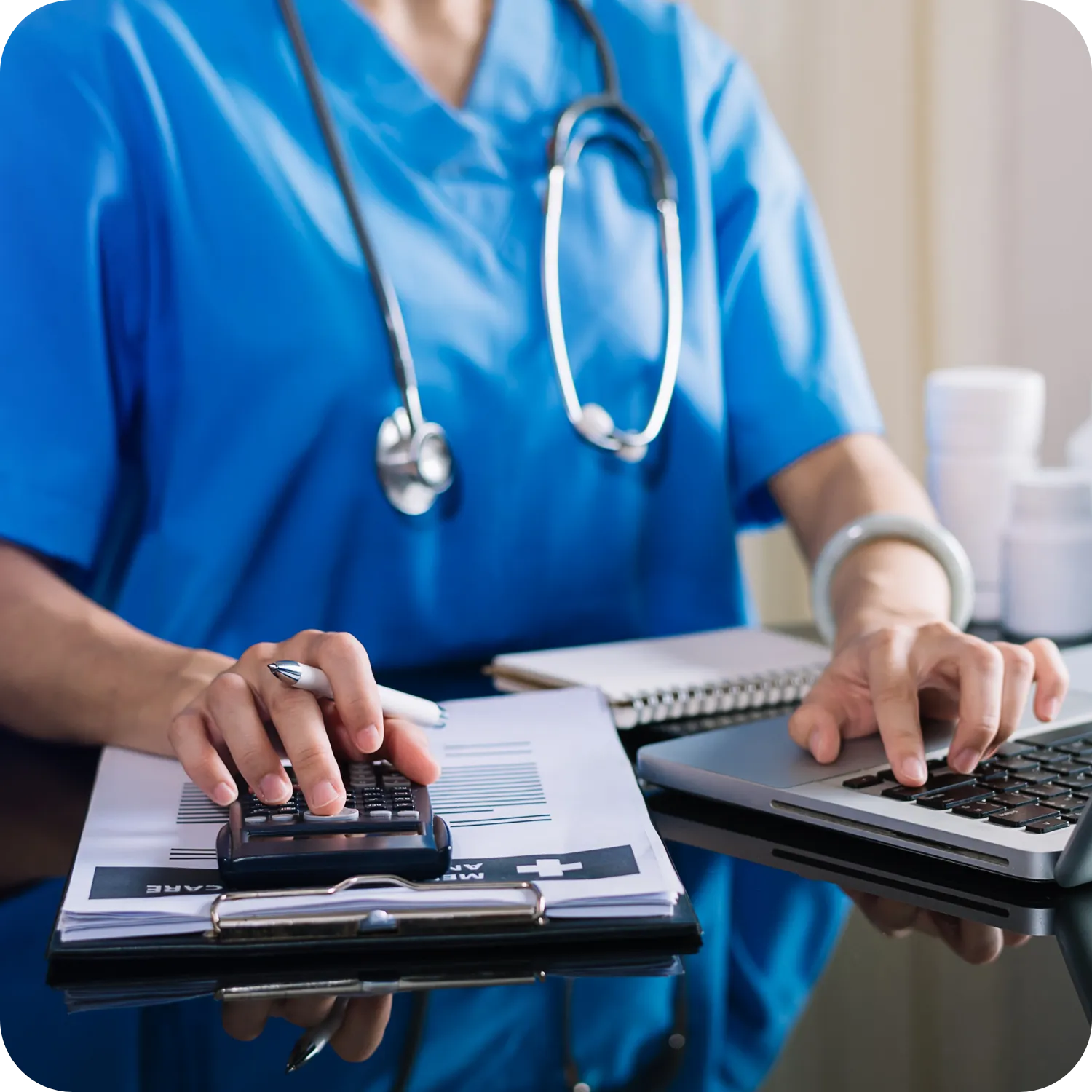 Health care employee working